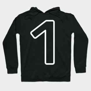 Simple White Number One Symbol - Outline Hoodie